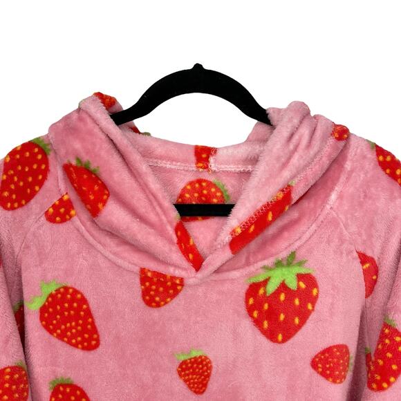 Unbranded Wearable SHERPA BLANKET HOODIE With Pockets Pink STRAWBERRY One Size - Picture 3 of 6
